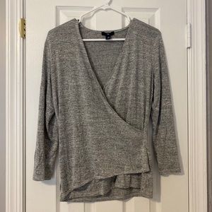 Gap grey cross tie blouse